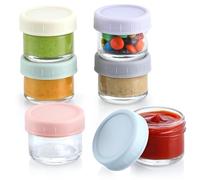 Set di 6 Contenitori in Vetro da 50ml con Coperchi Ermetici. bocadillo, Salsas, comida, tarros de condimentos. Ideali per Congelatore, Microonde, También es ideal para guardarlo en el congelador.