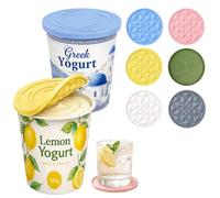 Set di 6 coperchi per yogurt, 500 g, riutilizzabili, in silicone, reversibili come sottobicchieri, grandi coperchi in silicone, per coperchi di tazze, sottobicchieri (multicolore)