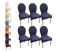 Set di 6 coprisedia elasticizzati personalizzati per sedie da pranzo, con retro rotondo, per forme speciali, lavabili in lavatrice, perfetti per l'arredamento della sala da pranzo.