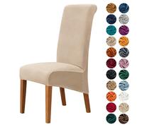 Set di 6 coprisedie in velluto elasticizzato per sala da pranzo, matrimoni o eventi, lavabili con schienale alto, colore beige, proteggono e migliorano l'aspetto della sedia.