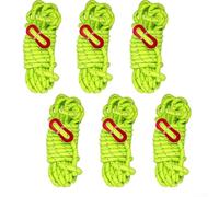 Set di 6 corde riflettenti ultra leggere da 6 mm di spessore con guscio e nucleo in nylon resistente, include tenditori in alluminio per una rapida regolazione della lunghezza senza nodi in