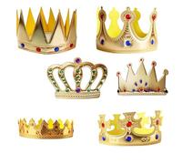 Set di 6 Corone Re e Regina Dorate, Corona da Re per Bambini e Adulti, Cappelli da Re per Compleanno,Feste a Tema Reale, Epifania, Natale, Galette des Rois,Corone per Bambini e Feste di Compleanno
