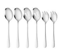 Set di 6 cucchiai da portata, insalata, colino da servizio, in acciaio inox, set di stoviglie da dessert, cucchiaio da cucina in acciaio inox
