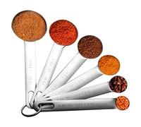 Set di 6 cucchiai dosatori da 1/8, 1/4, 1/2, 1 cucchiaio da tè, 1/2, 1 cucchiaio da tavola, cucchiai dosatori in acciaio inox, da cucina, per ingredienti liquidi e secchi, con contrassegno