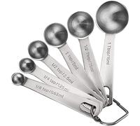 Set di 6 cucchiai dosatori in acciaio inox 18/8, resistenti, con unità di misura metrica e statunitense, per ingredienti secchi e liquidi, idea regalo