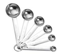 Set di 6 cucchiai dosatori in acciaio inox, 6 misurini misuratori in metallo, con scala, cucchiai dosatori per piccole razioni secche, liquidi, misuratori solidi