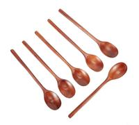 Set di 6 cucchiai in legno naturale dal design coreano, 23 cm, con manico lungo, per uso interno ed esterno