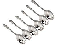 Set di 6 cucchiaini da zucchero a forma di teschio, in acciaio inox 304, per dessert, tè, caffè (argento)