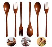 Set di 6 Cucchiaio e Forchetta In Legno Riutilizzabili, Posate Da Insalata Legno, Forchetta Per Dolci Spaghetti Legno, Cucchiaio Di Legno Giapponese, Per Cucina, Catering, Vita Quotidiana