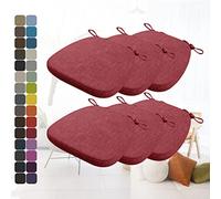 Set di 6 cuscini da seduta con legacci, comodi, lavabili, antiscivolo, perfetti per la decorazione della casa e del giardino (43 x 40 x 5 cm, rosso)
