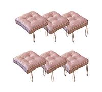 Set di 6 cuscini in velluto rosa per sedie da pranzo, extra spessi, con laccetti, cinghie antiscivolo e cerniera nascosta, cuscini durevoli per sedie da pranzo