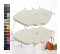 Set di 6 cuscini per sedia con legacci, comodi, lavabili, antiscivolo, per decorare casa e giardino (43 x 42 x 5 cm, beige)