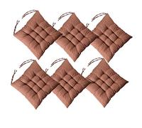 Set di 6 cuscini per sedie da esterno, 40 x 40 x 5 cm, comodi cuscini per sedie da giardino, patio, cucina, soggiorno, marrone