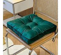 Set di 6 cuscini per sedie da pranzo extra spessi, 40 x 40 cm, con laccetti, antiscivolo, per cucina e sala da pranzo, con cerniera nascosta, colore verde scuro, imbottitura 8,1 cm