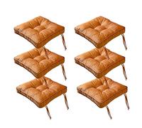 Set di 6 cuscini quadrati extra spessi per sedie da pranzo, con laccetti, antiscivolo, cerniera nascosta, resistenti, in velluto marrone, per comfort e stile