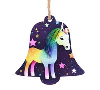 Set di 6 decorazioni natalizie a forma di campana in legno a forma di stella di un cavallo, può essere appeso ad alberi di Natale e finestre