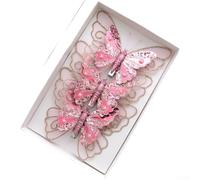Set di 6 decorazioni natalizie a forma di farfalla su entrambi i lati | per due tonalità per effetto shimmer, costruzione in plastica, dimensioni 20 cm, ideale per alberi, aggiunge magia vacanza