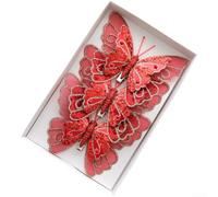Set di 6 decorazioni natalizie a forma di farfalla su entrambi i lati | per due tonalità per effetto shimmer, costruzione in plastica, dimensioni 20 cm, ideale per alberi, aggiunge magia vacanza
