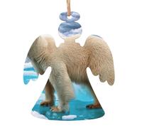 Set di 6 decorazioni natalizie a forma di orso polare, con stampa di ghiaccio, angelo, campana, albero, pupazzo di neve, ornamento in legno