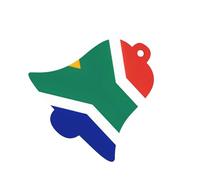 Set di 6 decorazioni natalizie in legno con bandiera del Sudafrica stampata su entrambi i lati, per alberi, pareti, porte, campane