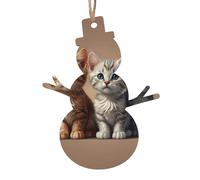 Set di 6 decorazioni natalizie in legno con stampa di tre gattini, per alberi di Natale, decorazioni per la casa, feste di vacanza