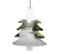 Set di 6 decorazioni natalizie multicolore con fiumi della valle della natura, set di ornamenti natalizi in legno adatto da appendere a pareti e caminetti