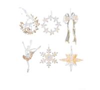 Set di 6 decorazioni natalizie trasparenti con finitura scintillante, per albero, ghirlanda e casa, in un set di sei diverse forme