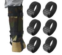 Set di 6 elastici neri con chiusura adesiva magica, perfetti per pantaloni e camicie. Adatto per escursionismo, pesca, caccia, ciclismo, giardinaggio, uniformi militari