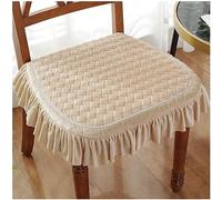 Set di 6 eleganti coprisedia in pizzo con volant, antiscivolo, 45,7 x 43,2 cm, colore: beige, eleganti protezioni decorative per mobili da sala da pranzo