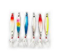 Set di 6 esche da pesca, in Metallo Cucchiai da Pesca con Piuma per Trota con ami alti, Esche Duro in Plastica Artificiali Esche Set per Acqua Dolce Salata