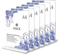 Set Di 6 Espositore Plexiglass A4, Espositore Pubblicitario Forma Di T, Acrilico