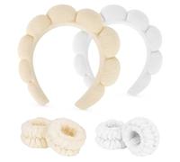Set di 6 fasce da polso per spa, fascia per il trucco della pelle, fascia per il lavaggio del viso in spugna, fascia per capelli gonfi per lavare il viso