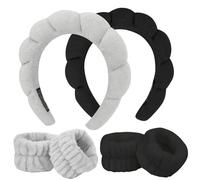 Set di 6 fasce da polso per spa, fascia per il trucco della pelle, fascia per il lavaggio del viso in spugna, fascia per capelli gonfi per lavare il viso