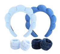 Set di 6 fasce da polso per spa, fascia per il trucco della pelle, fascia per il lavaggio del viso in spugna, fascia per capelli gonfi per lavare il viso