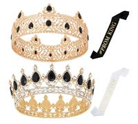 Set di 6 fasce e corone barocche per uomini e donne, set di 6 fasce per capelli King & Queen con cristalli per balli, matrimoni o feste di compleanno