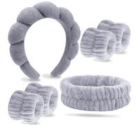 Set di 6 fasce per capelli in spugna rosa con bolle gonfie, per spa, per lavare il viso, per il trucco, per la cura della pelle del viso, da donna, per pigiama party, forniture per capelli