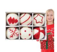 Set di 6 felt Christmas Ornaments Balls, Handmade Felted Craft Decorations, Elegant Holiday Wreath Ball Decor, Beautiful Christmas Tree Ornaments for Festive Home Decor