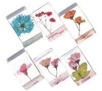 Set di 6 Fermalibri Rettangolari in Resina Fiori Secchi | Trasparenti, Leggeri e Facili da Conservare, per Studio e Collezione, Aspetto Bello e Ben Visibile Stile Casuale