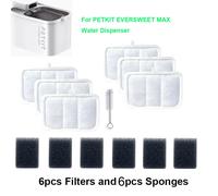 Set di 6 Filtri e 6 Spugne, Accessori di Ricambio per Fontanella per Gatti, Compatibili con Dispenser d'Acqua Automatico Senza Fili PETKIT EVERSWEET MAX da 3L