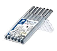 Set Di 6 Fineliner Neri Staedtler 308 SB6P Con Punta Da 0.05 A 0.8 Mm
