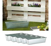 Set di 6 fioriere in zinco per pallet europei, 38 x 13 x 9 cm (lamiera di zinco)