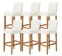 Set di 6 fodere elasticizzate per sgabelli da bar, lavabili e antipolvere, per sala da pranzo e bar, colore: bianco
