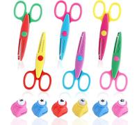 Set di 6 Forbici Fai da Te per Bambini con 6 Fustelle per Carta, Forbici Colorate con Diverse Forme di Taglio, Sicure e Facili da Usare,per Asilo e Progetti Creativi