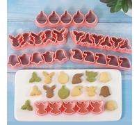 Set di 6 formine per biscotti natalizi, riutilizzabili, in polipropilene, 14 x 18 x 2,2 cm, rosa, per biscotti, fondente, progetti fai da te