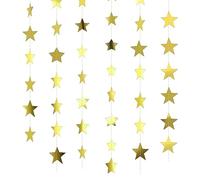 Set di 6 Ghirlande Glitterate Con Stelle di Carta Riflettenti, Brillanti e Scintillanti per Feste di Compleanno, Matrimonio (Oro)