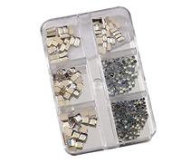 Set di 6 griglie con retro piatto strass e piccola combinazione rotonda per accessori artistici e cristalli