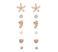 Set Di 6 GUESS Color Oro,Rosa Orecchini; Cuore Fiore Perla ," G + Strass