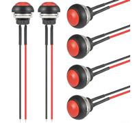 Set di 6 interruttori a pulsante momentanei a testa rotonda, 12 mm, con piastra frontale da 17,5 mm, per montaggio in fori standard (rosso)