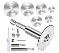Set di 6 lame per sega circolare HSS, con codolo da 1/4", cacciavite a croce, adattatore da 65 mm/106 mm e codolo piccolo per trapano, legno, plastica, metallo, riparazione fai da te