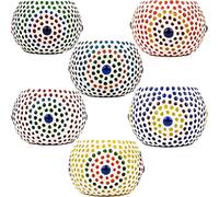 Set di 6 Lanterne a Mosaico orientali Ajan Alte 9 cm Colorate | Porta lumini in Vetro Orientale| Lanterne di Vetro Marocchino da Usare Come Decorazione | 6 Pezzi